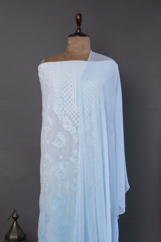 Unstitched Blue Georgette Kurti
