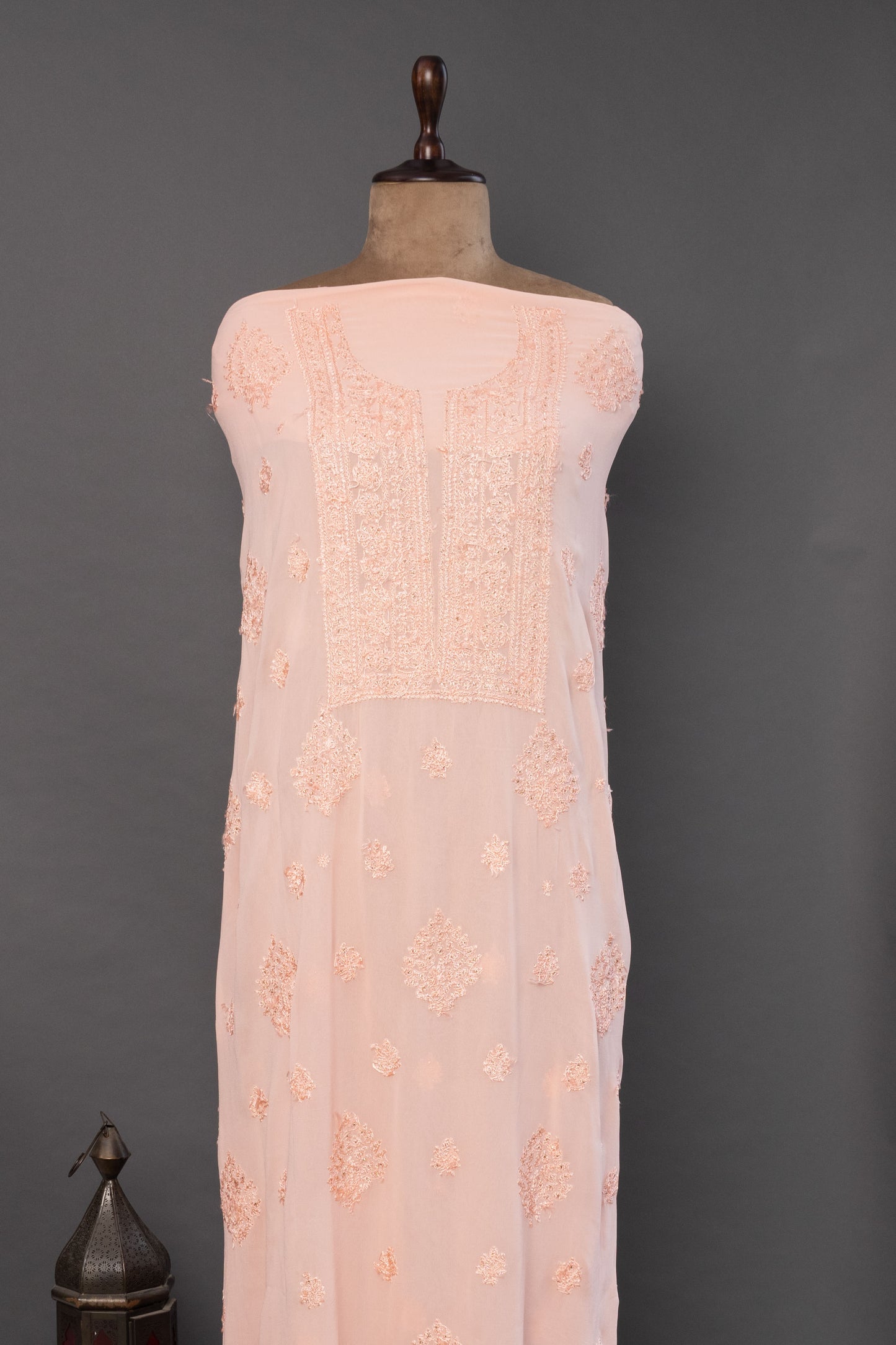 Unstitched Peach Georgette Kurti