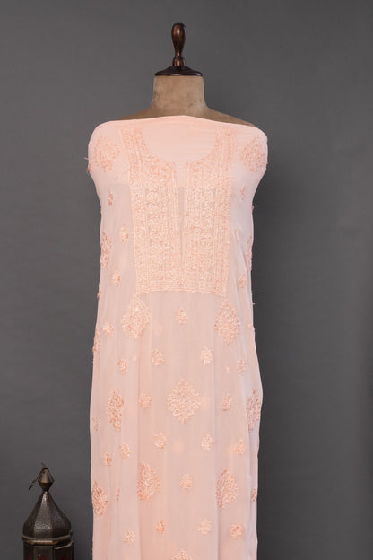 Unstitched Peach Georgette Kurti