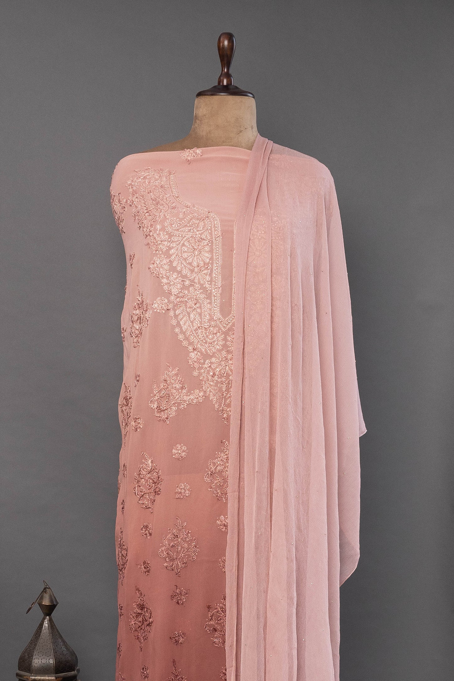 Unstitched Brown Georgette Kurti with Dupatta
