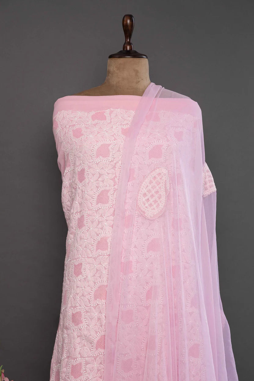 Green & White Chikankari Set with Dupatta