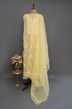 Yellow Organza Kurti with Dupatta
