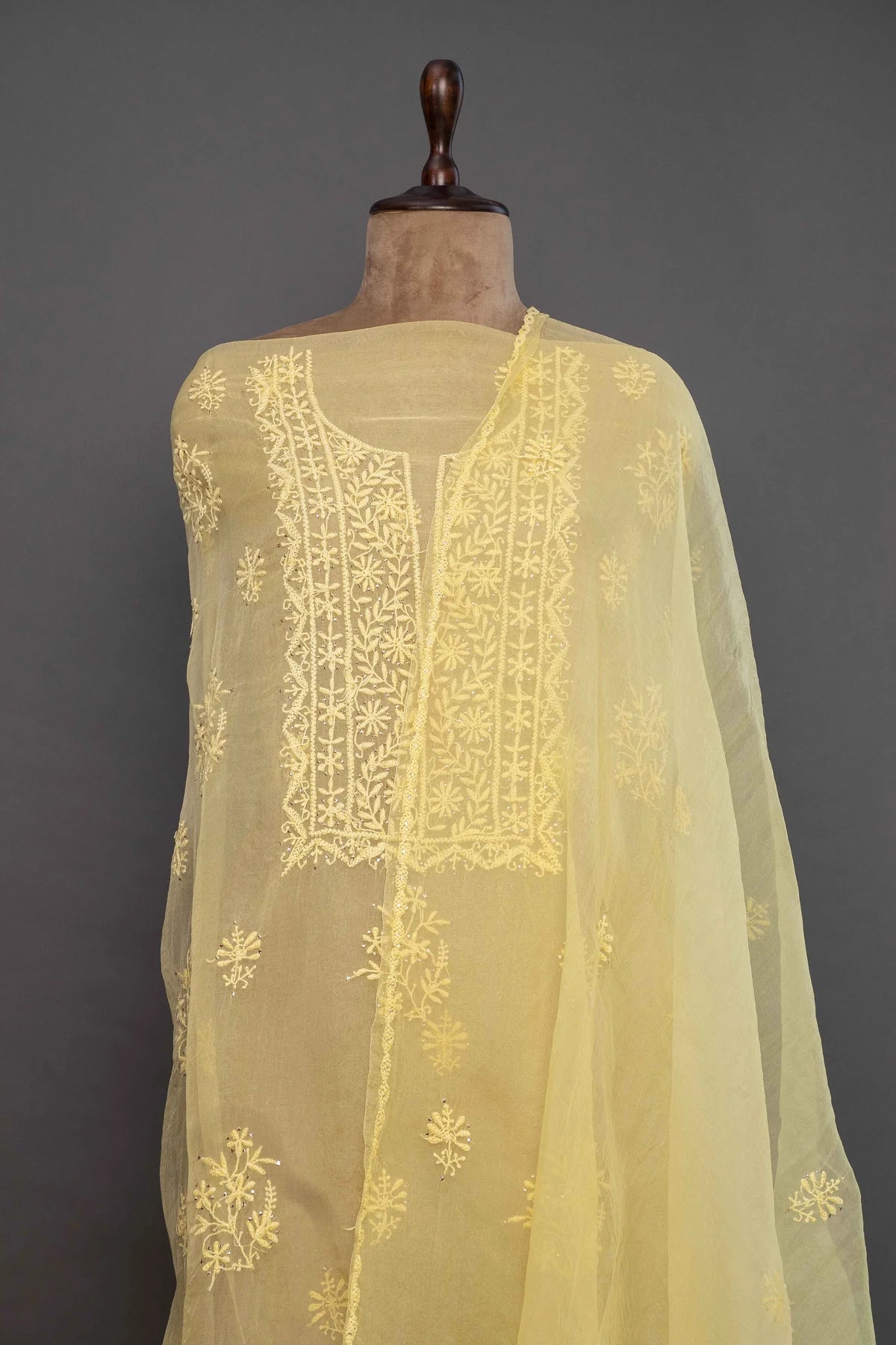 White Organza Kurti & Dupatta Set