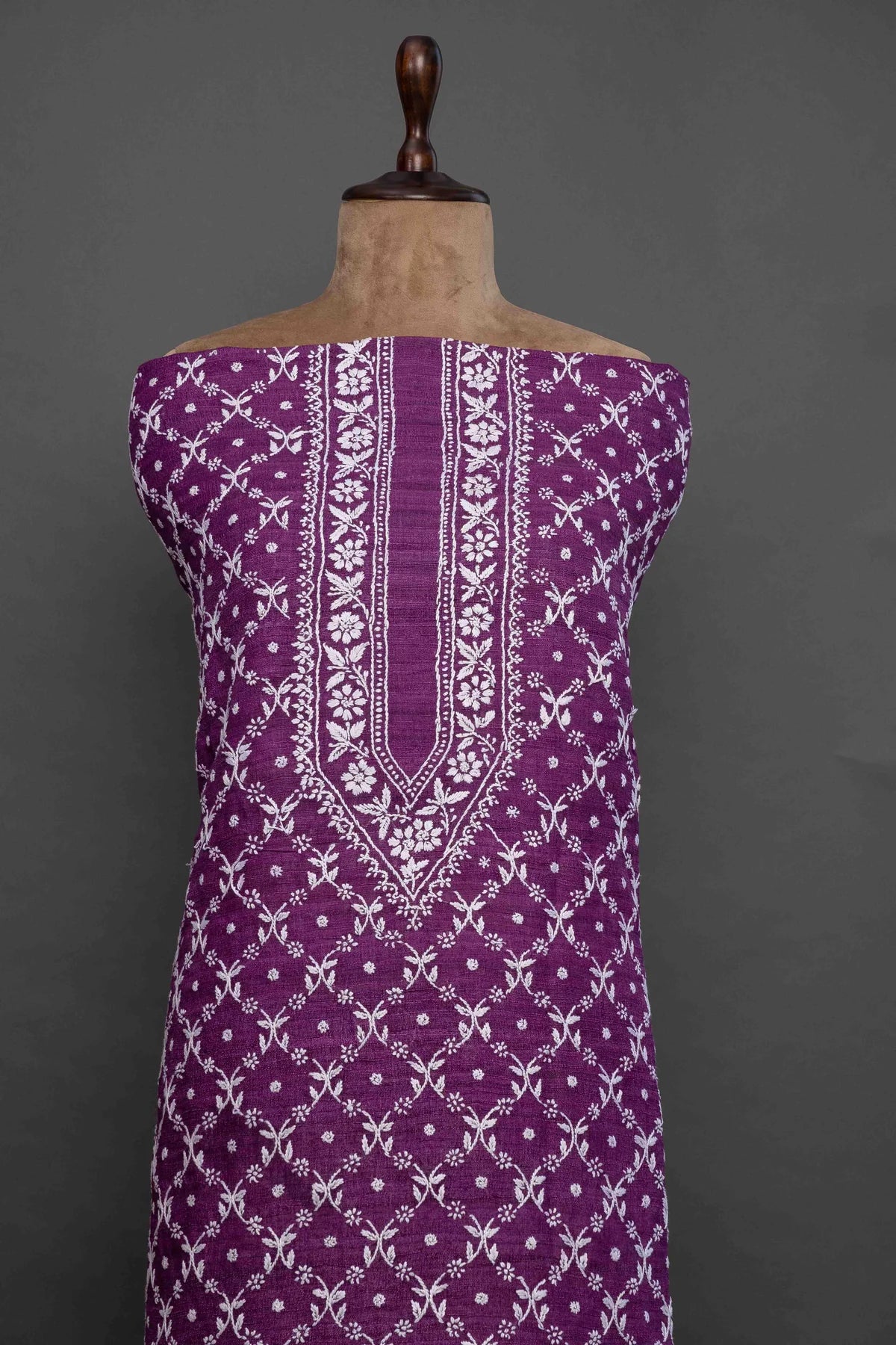 Green Tussar Kurti with White Chikankari