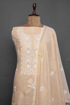 White Tissue Chikankari Kurti with Dupatta and Sequin Work