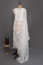 White Organza Kurti & Dupatta Set