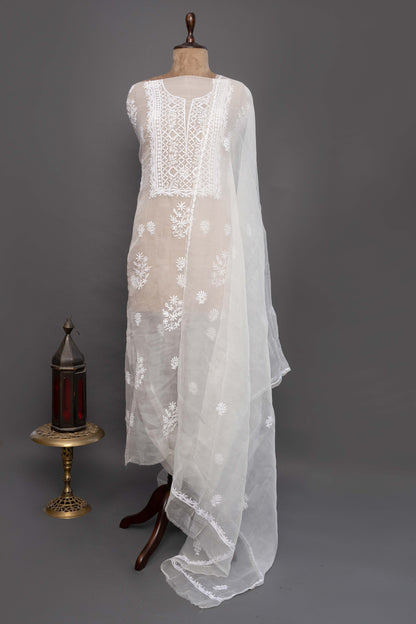 White Organza Kurti & Dupatta Set