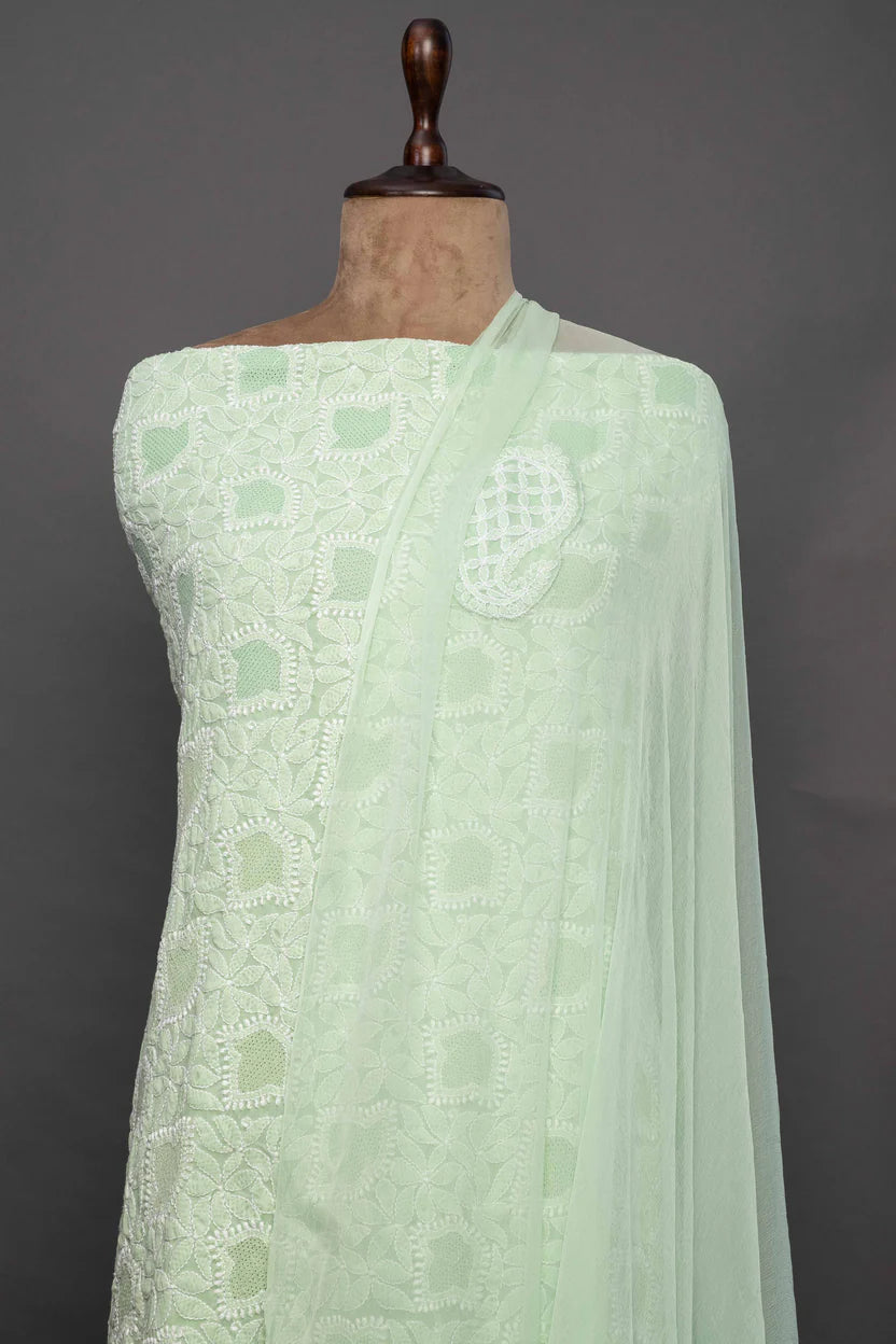 Pink-White Lace Work Patch Work – Mul Cotton Elegance