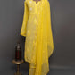 Yellow Chanderi Semi Kurti
