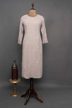 Purple Georgette Full Jaal Chikankari Kurti with Slip