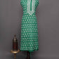 Green Silk Kurti with White Chikankari