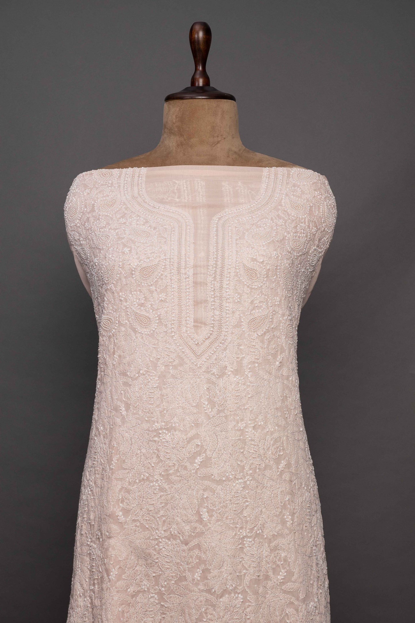 Peach Unstitched Kurti with Dupatta