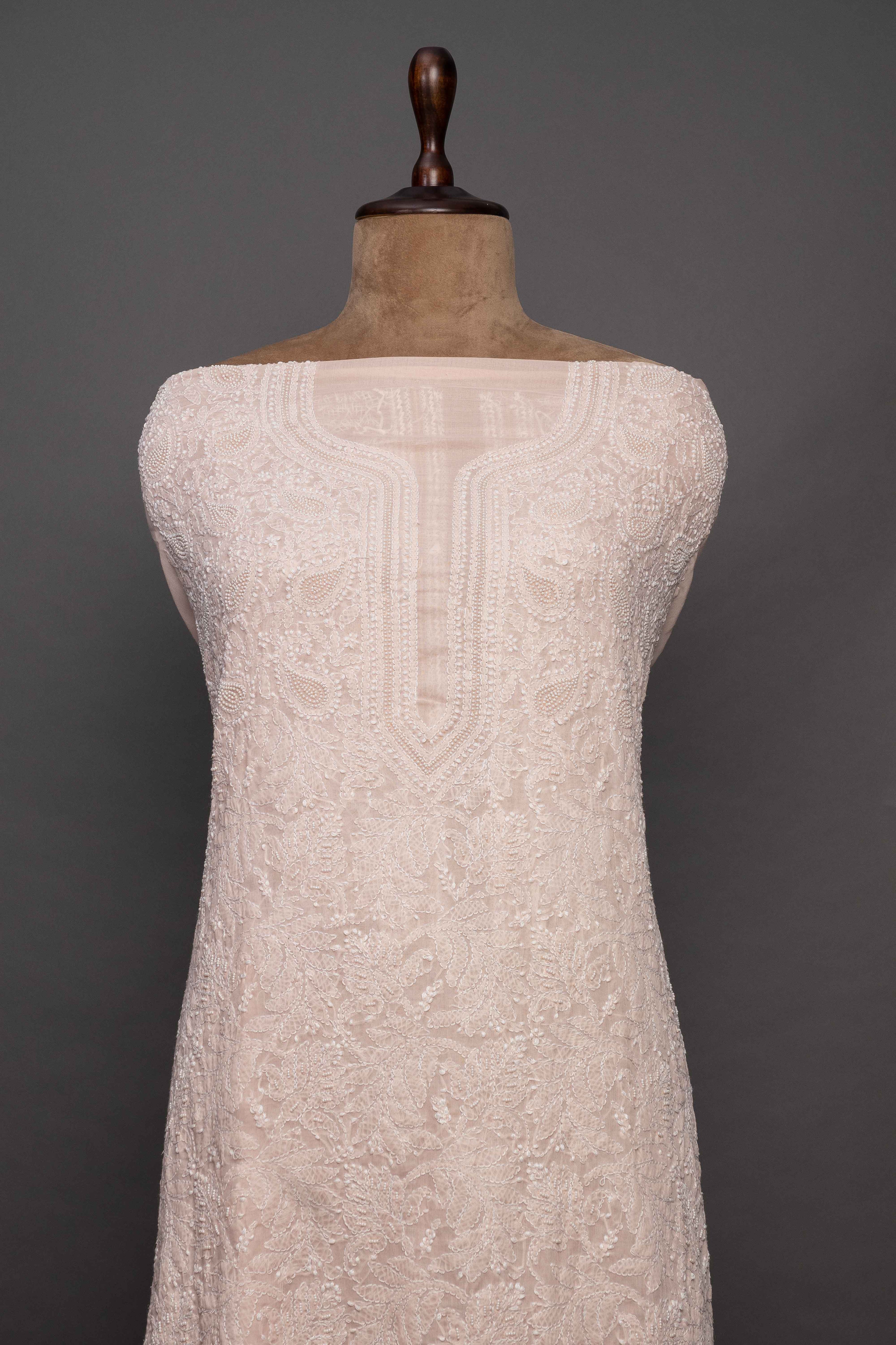 Peach Unstitched Kurti with Dupatta