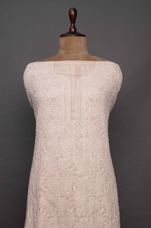 Peach Unstitched Kurti with Dupatta