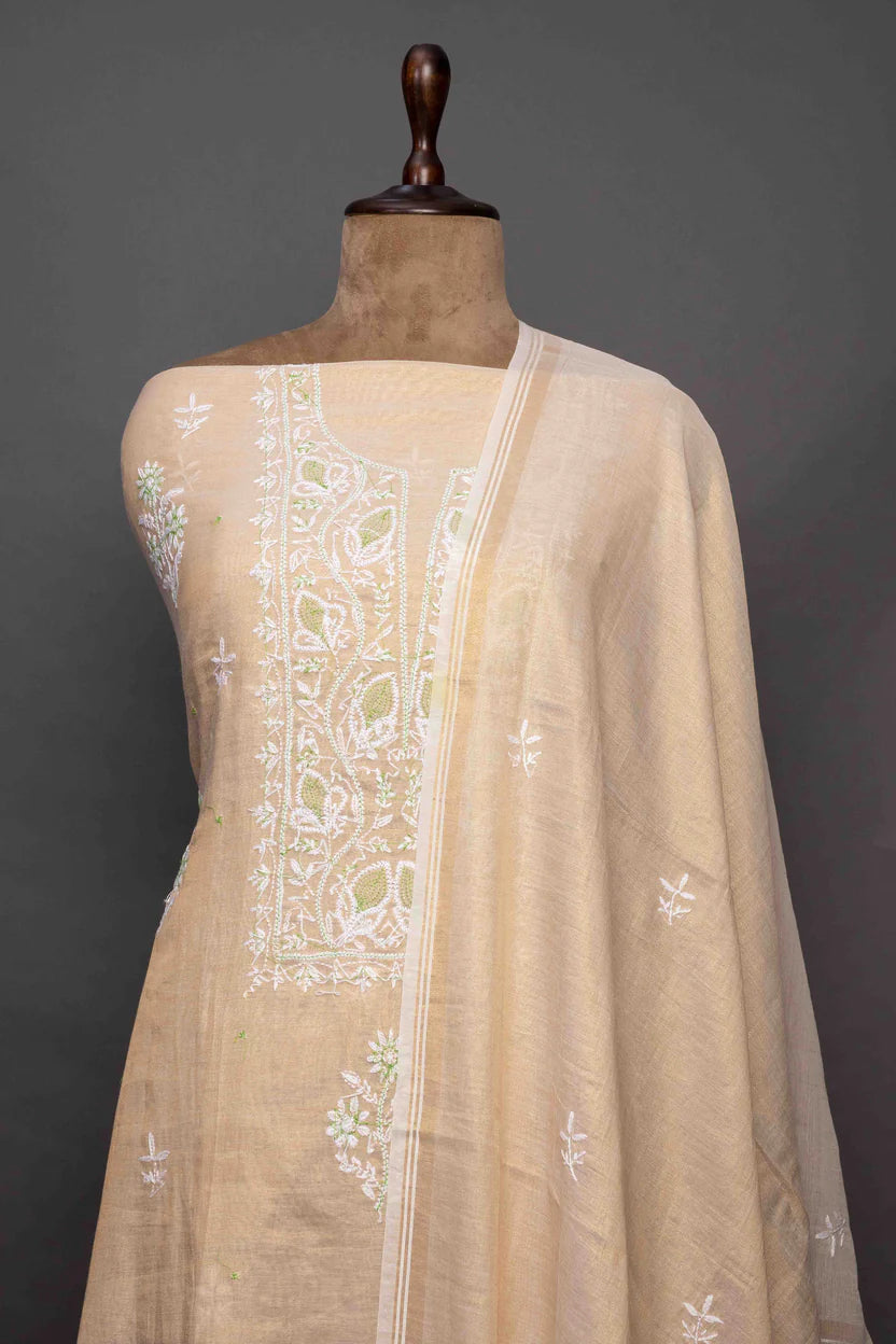 Pink Tissue Kurti with Dupatta – Sequin Chikankari