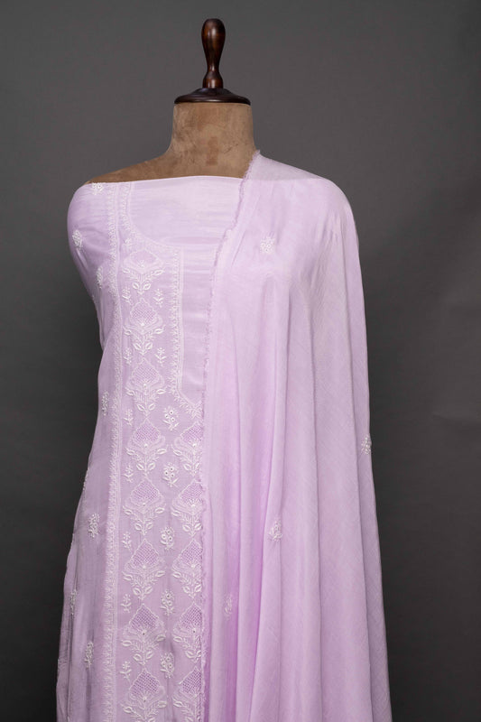 Purple & White Jali Chikankari Kurti
