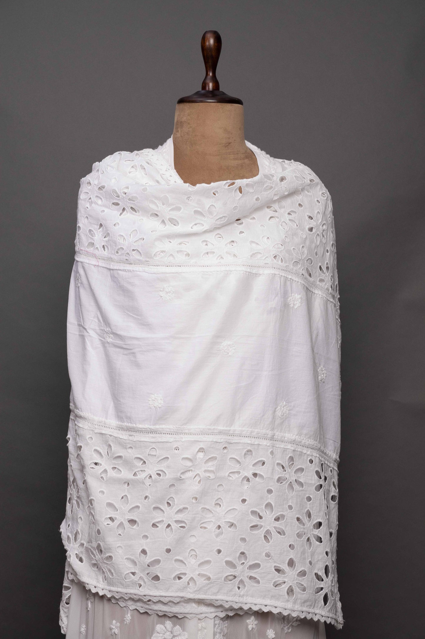 White Cutwork Lace Dupatta