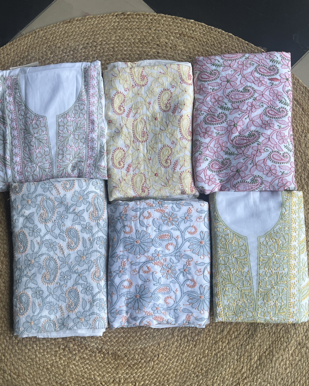 Mul Cotton Chikankari Unstitched Suit | Lucknow Chikankari Gurgaon