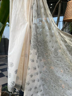White Grey Chikankari Kota Saree | Lucknow Chikankari Gurgaon