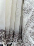 White Grey Chikankari Saree kota saree | Chikankari Gurgaon