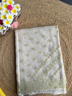 Green Tissue Chikankari Saree lucknow Chikankari Gurgaon