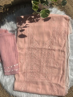 Unstitched Georgette Chikankari Kurti with Mukaish Work & Dupatta