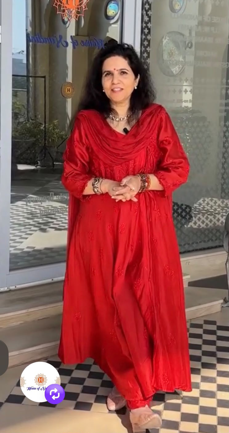 Red Angrakha Style Kurti with bottom and Duppatta