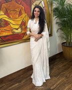 White Dyeable Cotton Saree – Customizable & Versatile