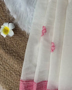 White Pink Chikankari Kota Saree | Lucknow Chikankari Gurgaon