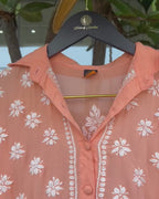 Peach Handcrafted Chikankari Top & Palazzo Set | Size 34 (10–12 Years) | Lucknow Chikankari Gurgaon