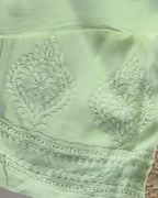 Lime Green Embroidered Kaftan Set with Pant & Slip