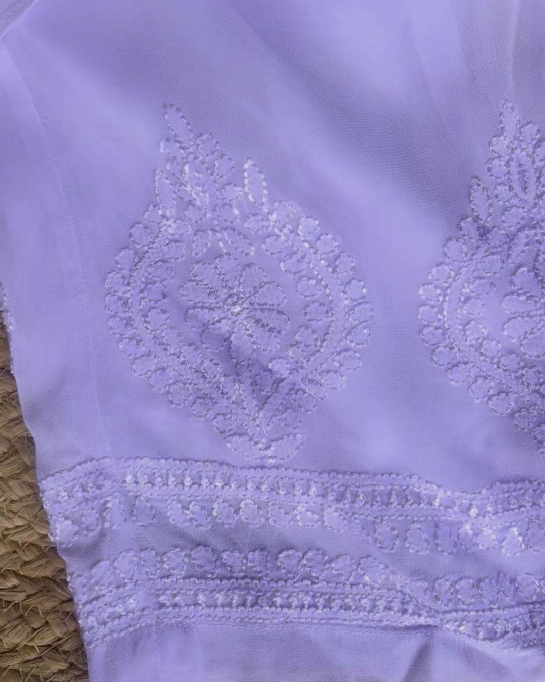 Lavender Georgette Kaftan Set with Pant & Slip