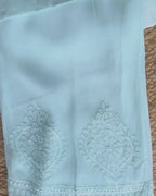 Light Blue Georgette Kaftan Set with Pant & Slip