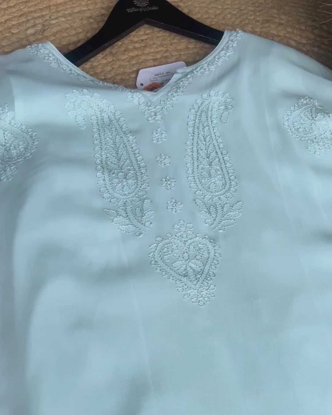Light Blue Georgette Kaftan Set with Pant & Slip
