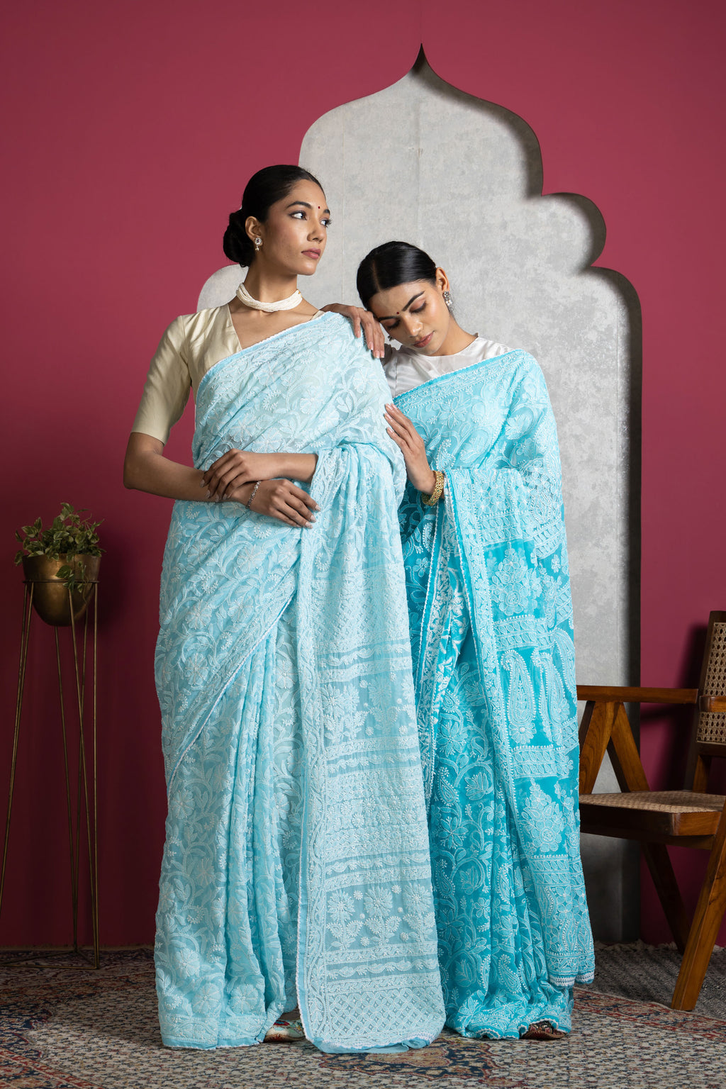 Pink Hand Embroidered Chikankari Dupatta