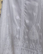 White Semi-Stitched Chikankari Skirt | Free Size | Lucknow Chikankari Gurgaon | Chikankari Studio Gurgaon