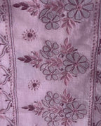 Pink & Green Cotton Chikankari Saree – Handcrafted Lucknowi Elegance