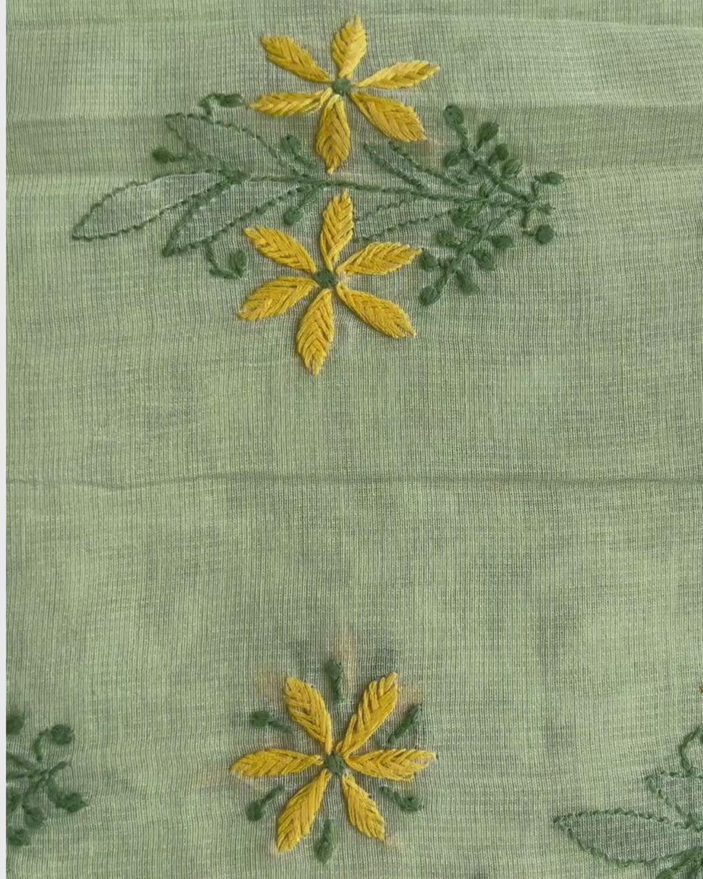 Pink & Green Cotton Chikankari Saree – Handcrafted Lucknowi Elegance