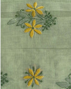Pink & Green Cotton Chikankari Saree – Handcrafted Lucknowi Elegance