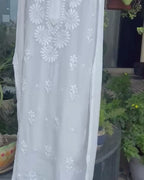 Sleeveless Muslin Chikankari Kurti | Lucknow Chikankari Gurgaon