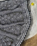 Pure Georgette Chikankari Saree with Blouse | Chikankari Studio Gurgaon