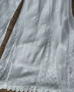 White Chikankari Shararra Pants with lace